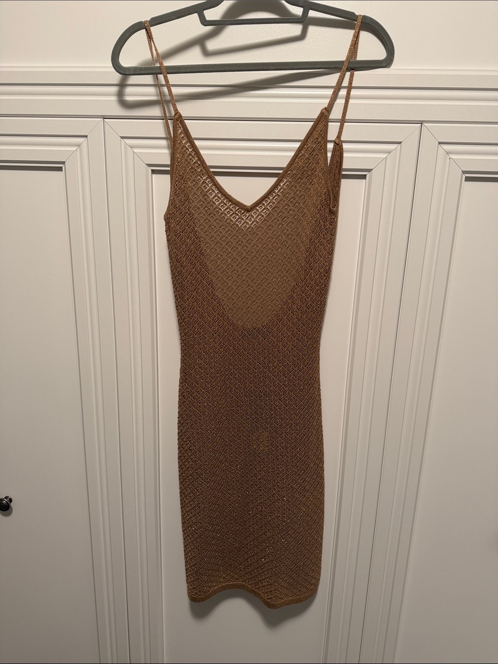 White fox Brown Knit Slip Dress